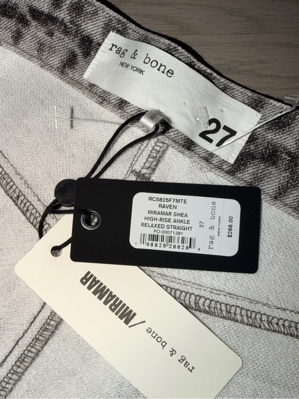 rag & bone Women's Washed Gray Straight Leg Jeans - Picture 3 of 4